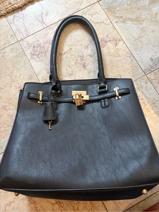 BCBGMaxAzria Handbags - BCBG Birkin dupe Black Structured Women's Tote Bag with Gold Hardware